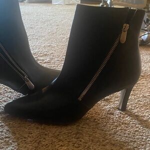Adrienne Vittadini Black Heeled Boots with Zipper